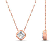 Hexagon Bezel Asscher Cut Diamond Pendant Necklace